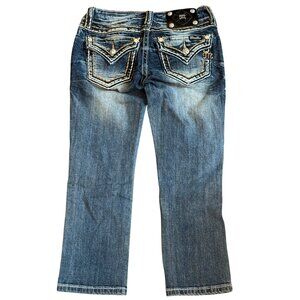 Miss Me Womens Bootcut Jeans Size 25 Distressed Denim With Embellished Pockets